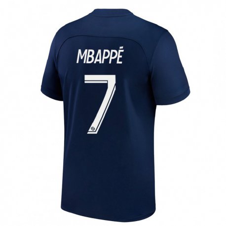 Kandiny Kinder Kylian Mbappe #7 Dunkelblau Rot Heimtrikot Trikot 2022/23 T-shirt