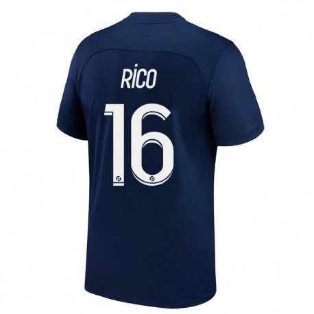 Kandiny Kinder Sergio Rico #16 Dunkelblau Rot Heimtrikot Trikot 2022/23 T-shirt