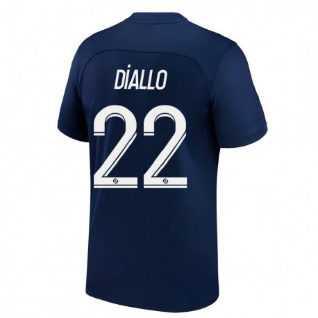 Kandiny Kinder Abdou Diallo #22 Dunkelblau Rot Heimtrikot Trikot 2022/23 T-shirt