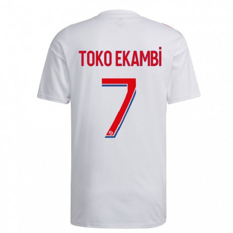 Kandiny Kinder Karl Toko Ekambi #7 Weiß Blau Rot Heimtrikot Trikot 2022/23 T-shirt