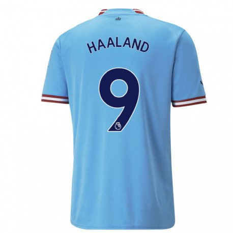 Kandiny Kinder Erling Haaland #9 Blau Rot Heimtrikot Trikot 2022/23 T-shirt