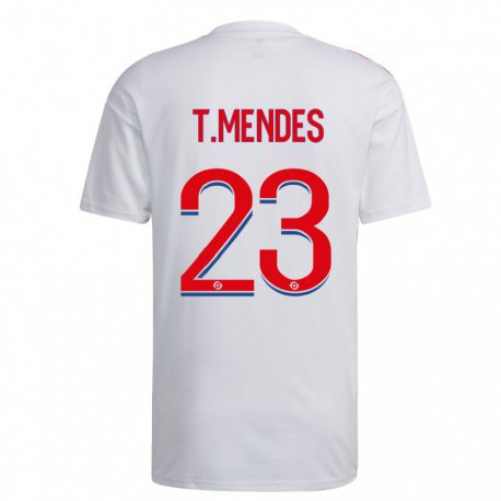 Kandiny Kinder Thiago Mendes #23 Weiß Blau Rot Heimtrikot Trikot 2022/23 T-shirt