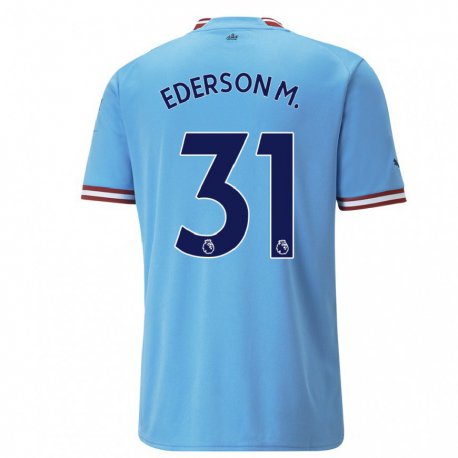 Kandiny Kinder Ederson Moraes #31 Blau Rot Heimtrikot Trikot 2022/23 T-shirt