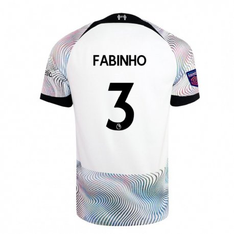 Kandiny Kinder Fabinho #3 Weiß Bunt Auswärtstrikot Trikot 2022/23 T-shirt