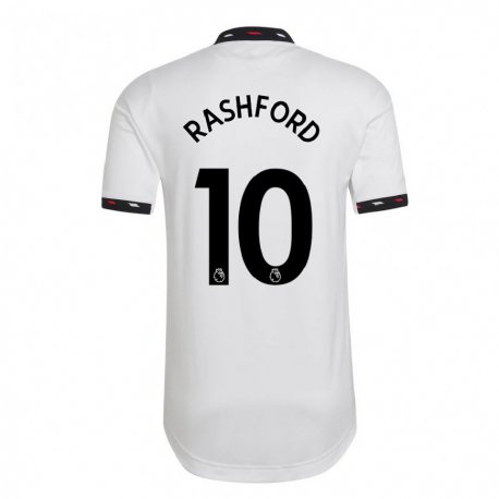 Kandiny Kinder Marcus Rashford #10 Weiß Auswärtstrikot Trikot 2022/23 T-shirt