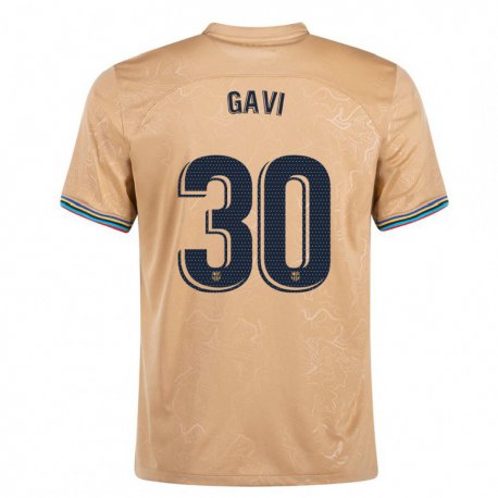 Kandiny Kinder Gavi #30 Gold Auswärtstrikot Trikot 2022/23 T-shirt