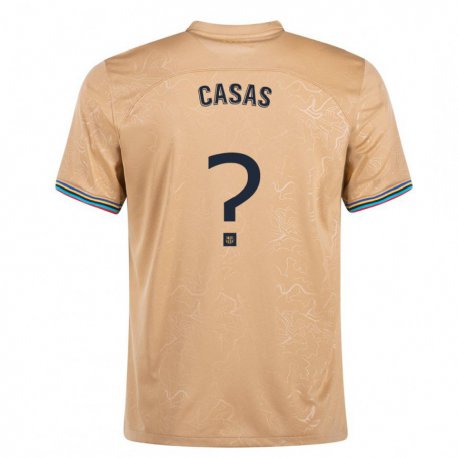 Kandiny Kinder Arnau Casas #0 Gold Auswärtstrikot Trikot 2022/23 T-shirt