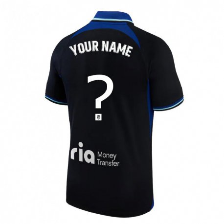 Kandiny Kinder Ihren Namen #0 Schwarz Weiß Blau Auswärtstrikot Trikot 2022/23 T-shirt