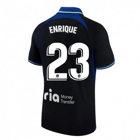 Kandiny Kinder Gustavo Enrique #23 Schwarz Weiß Blau Auswärtstrikot Trikot 2022/23 T-shirt