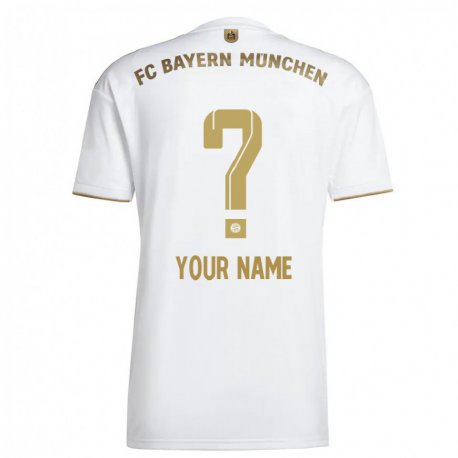 Kandiny Kinder Ihren Namen #0 Weißes Gold Auswärtstrikot Trikot 2022/23 T-shirt