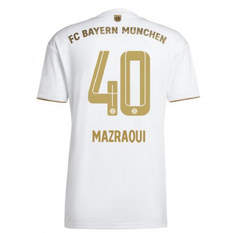 Kandiny Kinder Noussair Mazraoui #40 Weißes Gold Auswärtstrikot Trikot 2022/23 T-shirt
