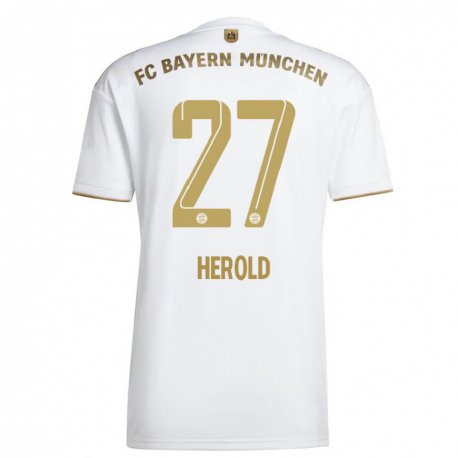 Kandiny Kinder David Herold #27 Weißes Gold Auswärtstrikot Trikot 2022/23 T-shirt