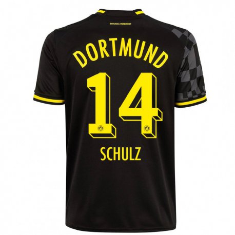 Kandiny Kinder Nico Schulz #14 Schwarz Auswärtstrikot Trikot 2022/23 T-shirt