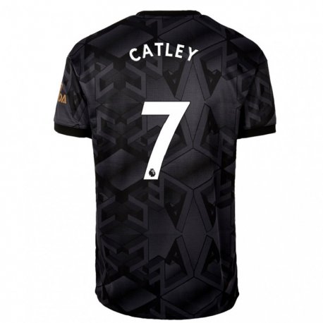 Kandiny Kinder Stephanie Catley #7 Schwarz Grau Auswärtstrikot Trikot 2022/23 T-shirt