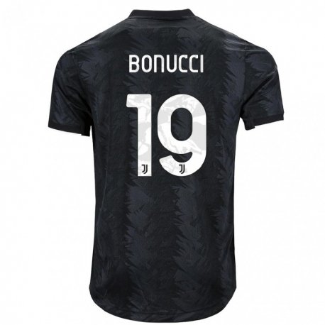 Kandiny Kinder Leonardo Bonucci #19 Dunkles Schwarz Auswärtstrikot Trikot 2022/23 T-shirt