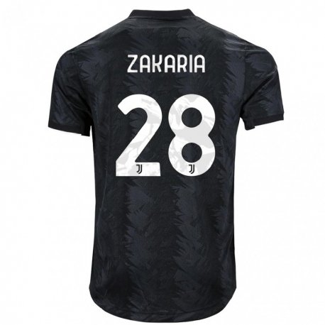 Kandiny Kinder Denis Zakaria #28 Dunkles Schwarz Auswärtstrikot Trikot 2022/23 T-shirt