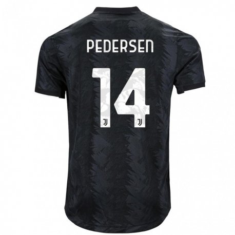 Kandiny Kinder Sofie Junge Pedersen #14 Dunkles Schwarz Auswärtstrikot Trikot 2022/23 T-shirt
