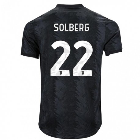 Kandiny Kinder Elias Solberg #22 Dunkles Schwarz Auswärtstrikot Trikot 2022/23 T-shirt