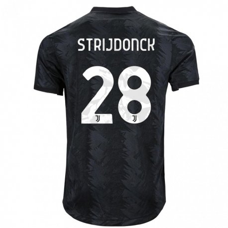 Kandiny Kinder Bayron Strijdonck #28 Dunkles Schwarz Auswärtstrikot Trikot 2022/23 T-shirt