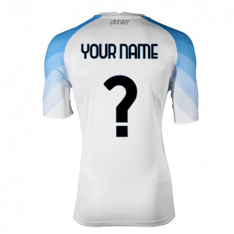 Kandiny Kinder Ihren Namen #0 Weiß Himmelblau Auswärtstrikot Trikot 2022/23 T-shirt