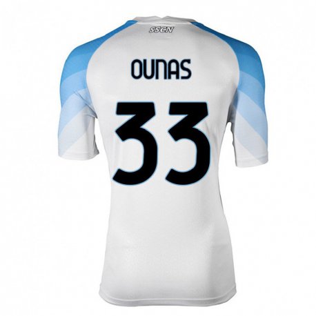 Kandiny Kinder Adam Ounas #33 Weiß Himmelblau Auswärtstrikot Trikot 2022/23 T-shirt