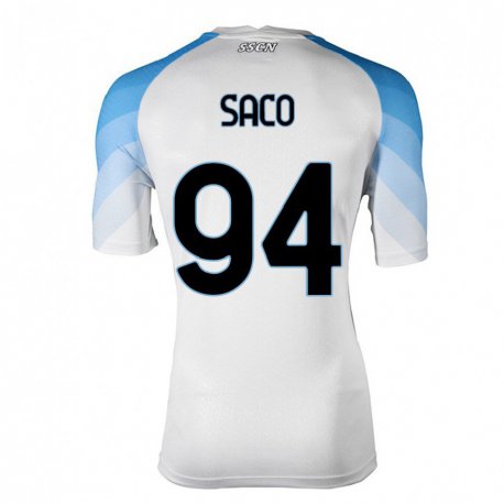 Kandiny Kinder Coli Saco #94 Weiß Himmelblau Auswärtstrikot Trikot 2022/23 T-shirt