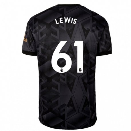 Kandiny Kinder George Lewis #61 Schwarz Grau Auswärtstrikot Trikot 2022/23 T-shirt