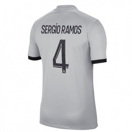 Kandiny Kinder Sergio Ramos #4 Grau Auswärtstrikot Trikot 2022/23 T-shirt