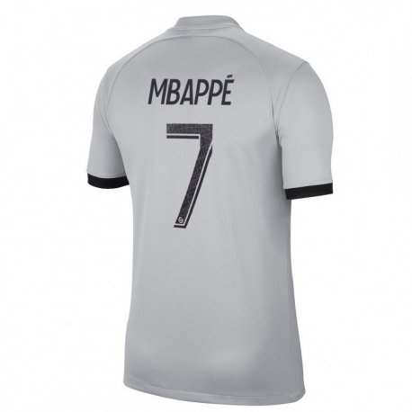 Kandiny Kinder Kylian Mbappe #7 Grau Auswärtstrikot Trikot 2022/23 T-shirt