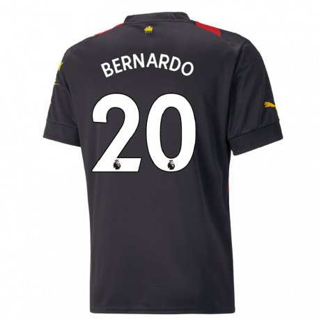 Kandiny Kinder Bernardo Silva #20 Schwarz Rot Auswärtstrikot Trikot 2022/23 T-shirt
