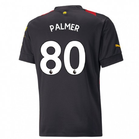 Kandiny Kinder Cole Palmer #80 Schwarz Rot Auswärtstrikot Trikot 2022/23 T-shirt