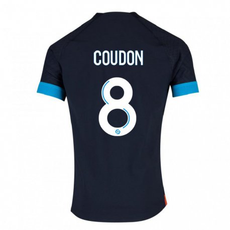 Kandiny Kinder Marine Coudon #8 Schwarz Olympia Auswärtstrikot Trikot 2022/23 T-shirt