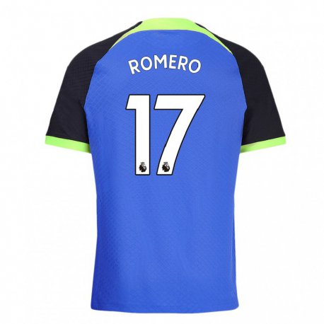 Kandiny Kinder Cristian Romero #17 Blau Grün Auswärtstrikot Trikot 2022/23 T-shirt