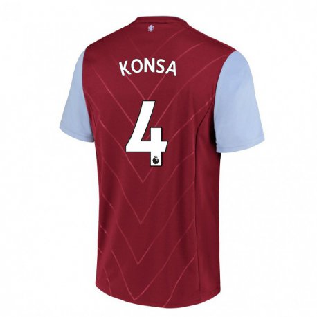 Kandiny Herren Ezri Konsa #4 Wein Heimtrikot Trikot 2022/23 T-shirt