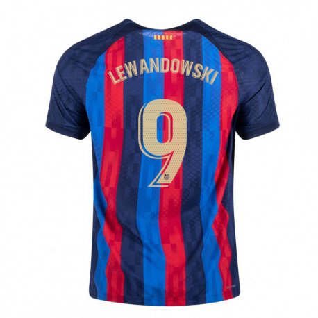 Kandiny Herren Robert Lewandowski #9 Blau Scharlach Heimtrikot Trikot 2022/23 T-shirt