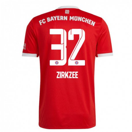 Kandiny Herren Joshua Zirkzee #32 Neonrot Weiß Heimtrikot Trikot 2022/23 T-Shirt