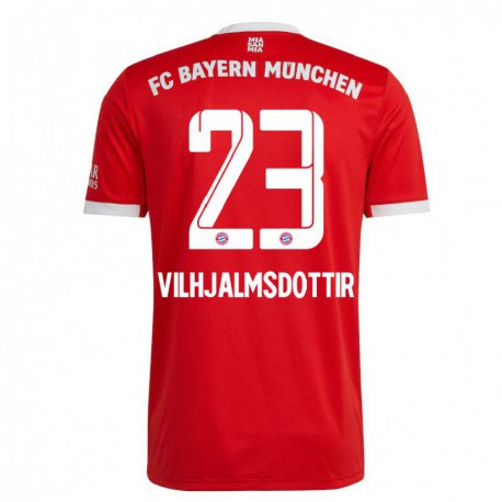 Kandiny Herren Karolina Lea Vilhjalmsdottir #23 Neonrot Weiß Heimtrikot Trikot 2022/23 T-Shirt