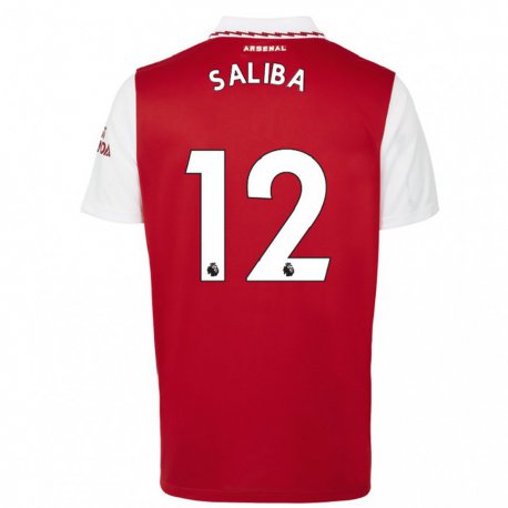 Kandiny Herren William Saliba #12 Rot Weiß Heimtrikot Trikot 2022/23 T-shirt