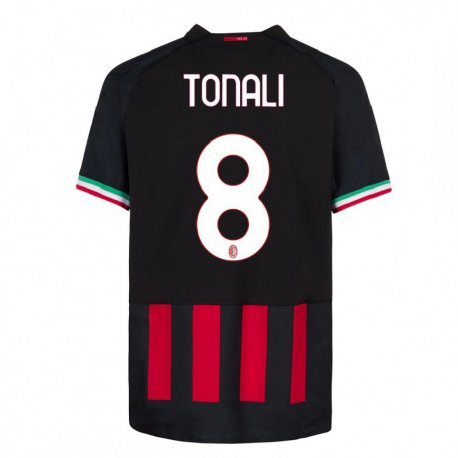 Kandiny Herren Sandro Tonali #8 Schwarz Rot Heimtrikot Trikot 2022/23 T-shirt