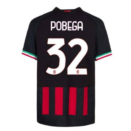 Kandiny Herren Tommaso Pobega #32 Schwarz Rot Heimtrikot Trikot 2022/23 T-Shirt