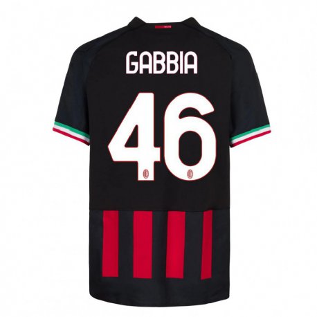 Kandiny Herren Matteo Gabbia #46 Schwarz Rot Heimtrikot Trikot 2022/23 T-Shirt