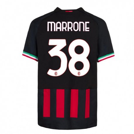 Kandiny Herren Federico Marrone #38 Schwarz Rot Heimtrikot Trikot 2022/23 T-Shirt