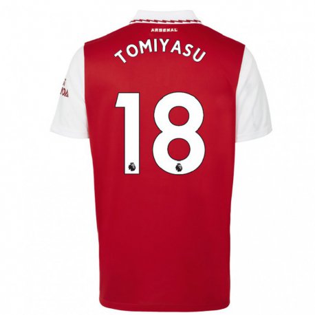 Kandiny Herren Takehiro Tomiyasu #18 Rot Weiß Heimtrikot Trikot 2022/23 T-shirt