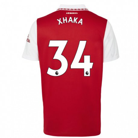 Kandiny Herren Granit Xhaka #34 Rot Weiß Heimtrikot Trikot 2022/23 T-shirt