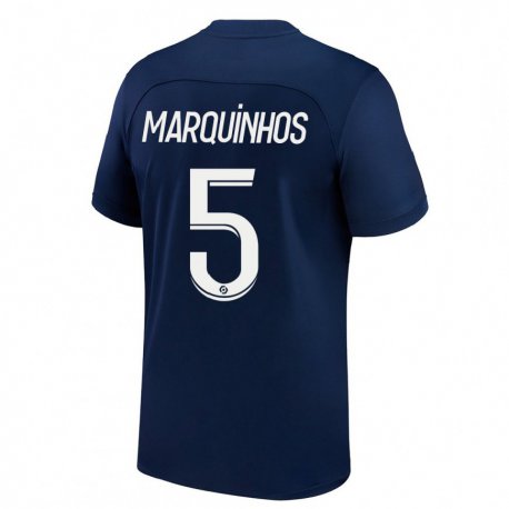 Kandiny Herren Marquinhos #5 Dunkelblau Rot Heimtrikot Trikot 2022/23 T-Shirt