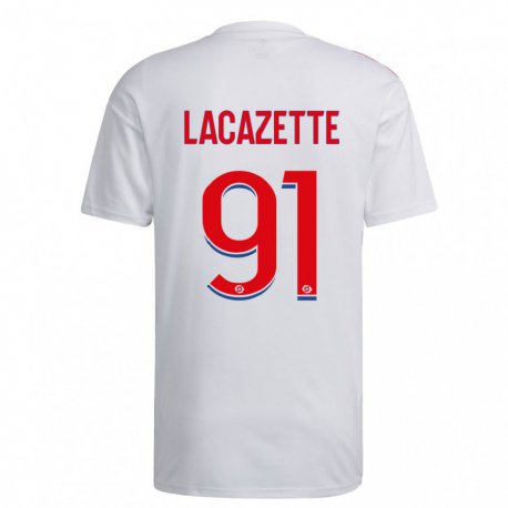 Kandiny Herren Alexandre Lacazette #91 Weiß Blau Rot Heimtrikot Trikot 2022/23 T-Shirt