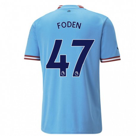 Kandiny Herren Phil Foden #47 Blau Rot Heimtrikot Trikot 2022/23 T-shirt