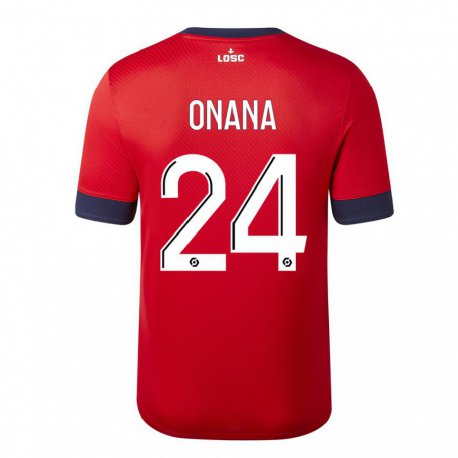Kandiny Herren Amadou Onana #24 Roter Zuckerapfel Heimtrikot Trikot 2022/23 T-Shirt