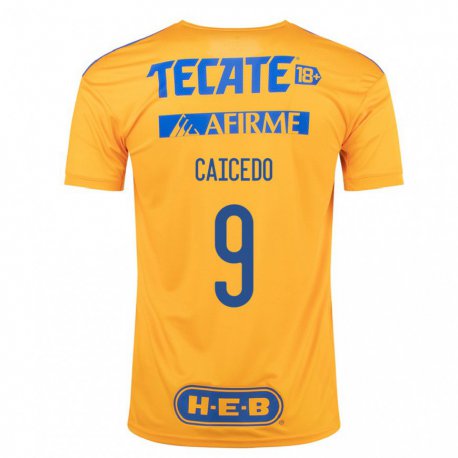 Kandiny Herren Jordy Caicedo #9 Hummel Gelb Heimtrikot Trikot 2022/23 T-shirt