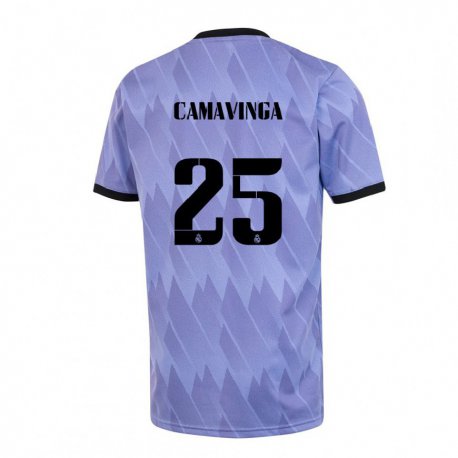 Kandiny Herren Eduardo Camavinga #25 Lila Schwarz Auswärtstrikot Trikot 2022/23 T-Shirt